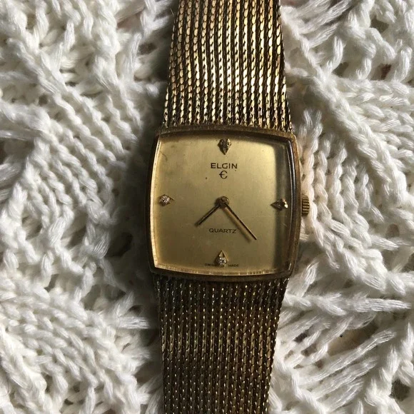 Vintage Elgin Gold Tone Mens Wrist Watch with Duchess Watch Band - For Parts